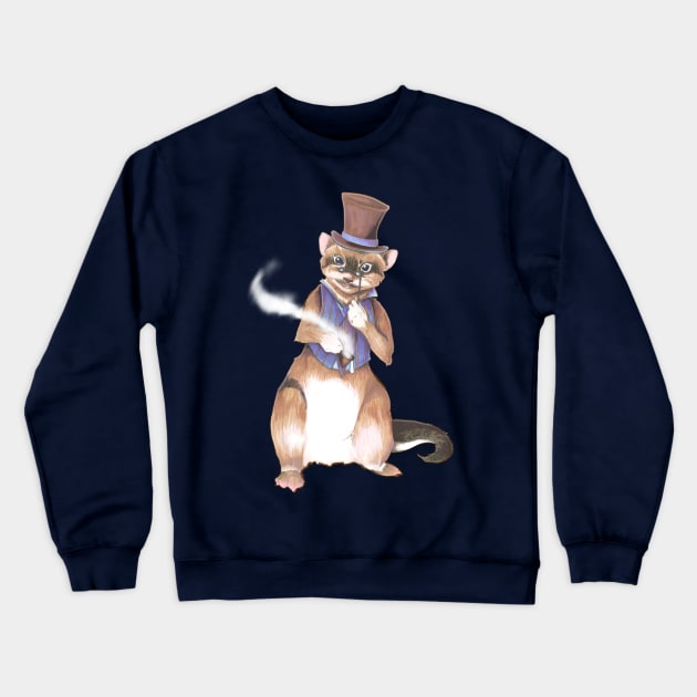 Kingsley, Gentlemen Ferret - Gentlemen Animals Series Crewneck Sweatshirt by FishWithATopHat